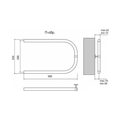 Водяной полотенцесушитель Terminus П-образный 500x500 4620768888250 Хром
