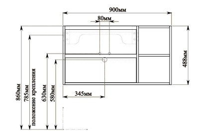Тумба с раковиной SanVit Мэри-4 90 R в цвете Ral подвесная Шоколад
