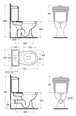 Унитаз Azzurra Jubilaeum JUB100/MB bianco lucido, выпуск в стену