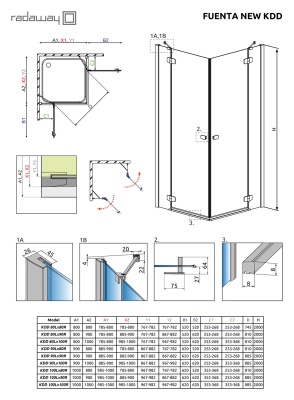 Дверь душевого уголка Radaway Fuenta New KDD 80 L профиль Хром стекло прозрачное
