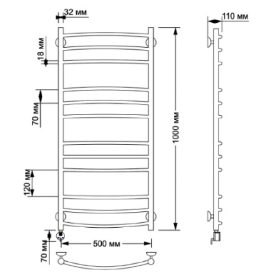 Электрический полотенцесушитель Secado Милан 3 50х100 Бронза