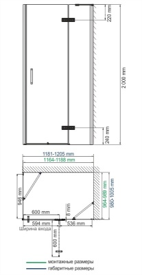 Душевой уголок WasserKRAFT Aller 100x120 R 10H10RBLACK профиль Черный Хром стекло прозрачное