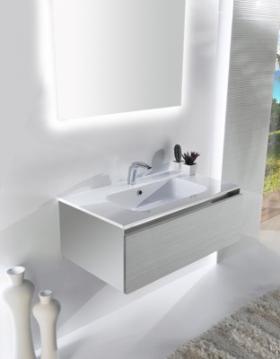 Тумба с раковиной SanVit Кубэ-1 100 kkube1100 в цвете Ral подвесная Белый глянец