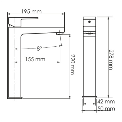 Смеситель для раковины WasserKRAFT Abens 2003H Черный матовый