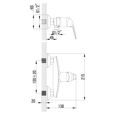 Смеситель для душа Lemark Plus Advance LM1203C Хром