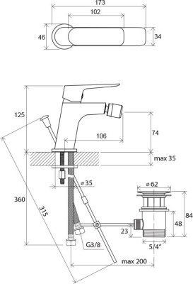 Смеситель для биде Ravak Classic X070082 Хром