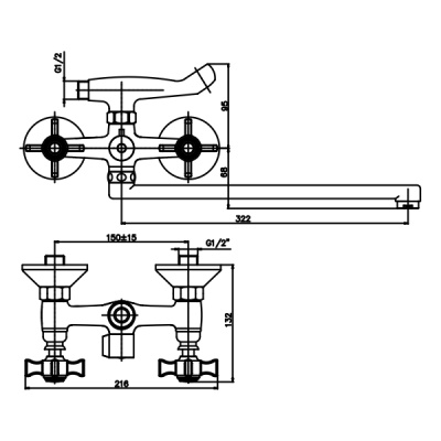 Смеситель для ванны Mixxus Zeus 140 Euro MX0181 универсальный Хром