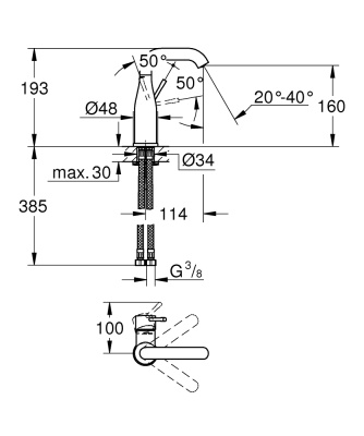 Смеситель для раковины Grohe Essence+ 23463001 Хром