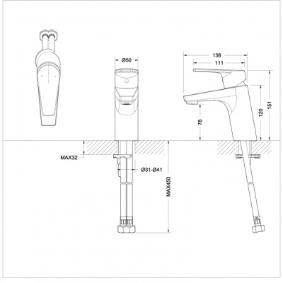 Смеситель для раковины Bravat Line F15299C-1 Хром
