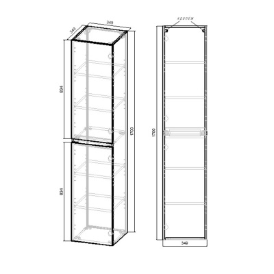 Шкаф пенал Vincea Norma 35 VSC-2NF170BT подвесной Beton