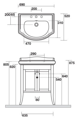 Тумба под раковину Kerasan Retro 69 Орех