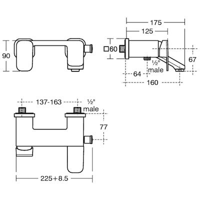 Смеситель для ванны Ideal Standard Tonic II A6338AA Хром