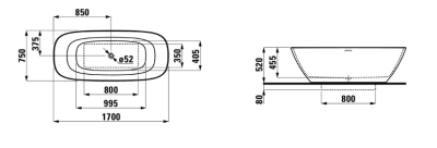 Ванна из искусственного камня Laufen Ino 170x75 2.3130.2.000.000.1 Белая