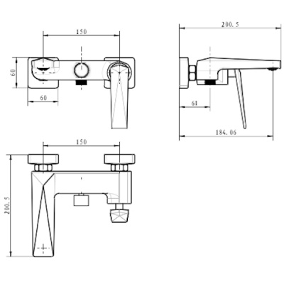 Смеситель для ванны Boheme Venturo 383-B Черный Золото