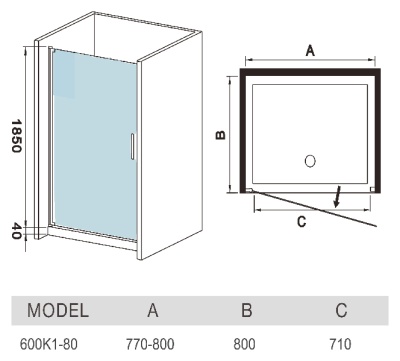 Душевая дверь в нишу WeltWasser WW600 K1 90 10000002732 профиль Хром стекло прозрачное