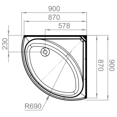 Душевая кабина Domani-Spa Simple High 90x90 DS01ES99WCl00 профиль Белый задние стенки Белые