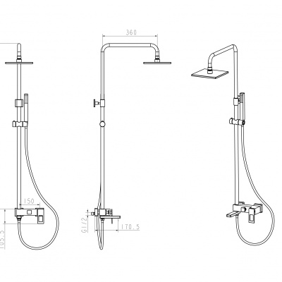 Душевая система Boheme Q 148-BUV.2 Черная Синяя
