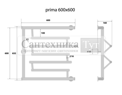 Полотенцесушитель Energy Prima 600х600 Хром
