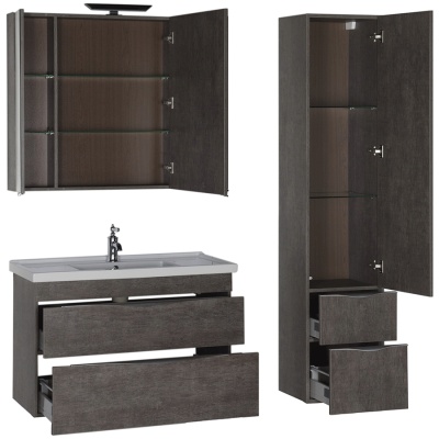 Комплект мебели для ванной Aquanet Эвора 100 183165 подвесной Дуб антик