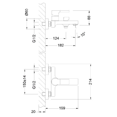 Смеситель для ванны Lemark Aura LM0614C Хром