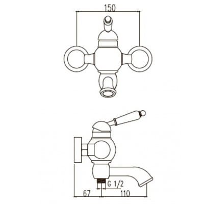 Смеситель для ванны Kaiser Stone 61222 Хром/Мрамор