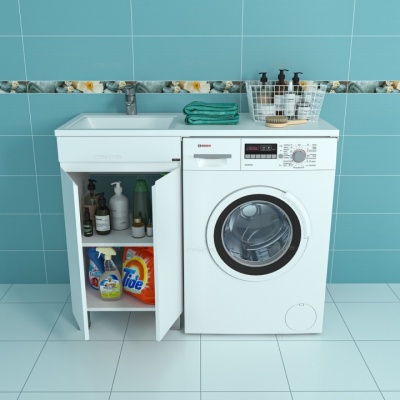 Тумба с раковиной СанТа Марс 110 L 700264+900106 Белая