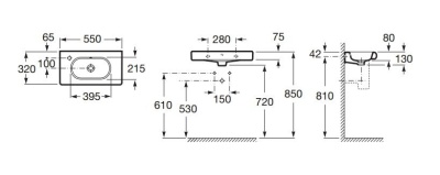 Раковина Roca Meridian 55 N 32724Z000 L Белая