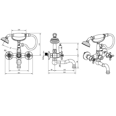 Смеситель для ванны Boheme Medici Presente 313 Бронза