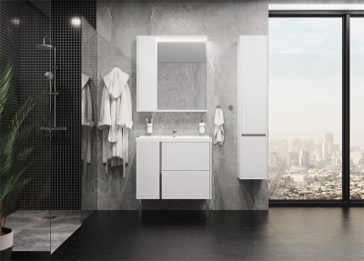 Тумба под раковину Акватон Стоун 80 подвесная 1A228201SXC80 Грецкий орех