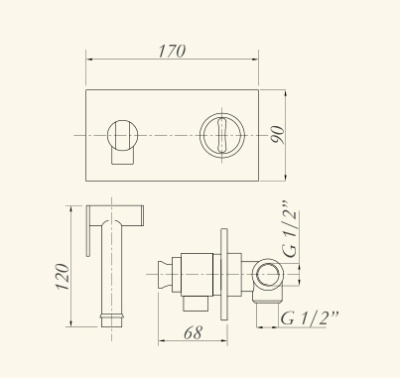 Гигиенический душ со смесителем Migliore Fortis ML.FRT-5267.CR с термостатом Хром