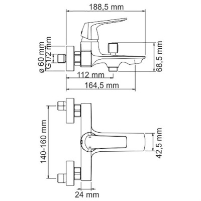 Смеситель для ванны WasserKRAFT Neime 1901 Хром
