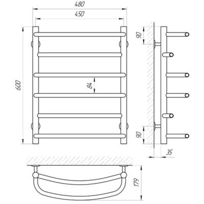 Водяной полотенцесушитель Laris Евромикс П6 60х45 Хром
