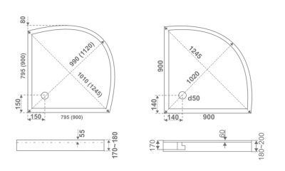 Акриловый поддон для душа Bas Плуто 80x80 Белый