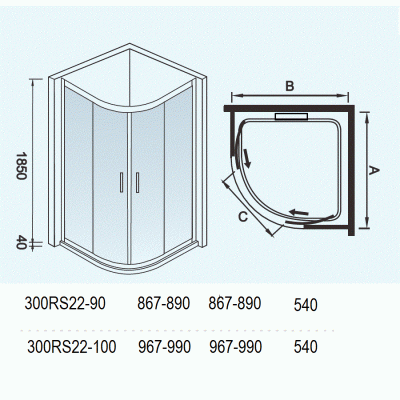 Душевой уголок WeltWasser WW300 RS22 100х100 10000003099 профиль Хром стекло прозрачное