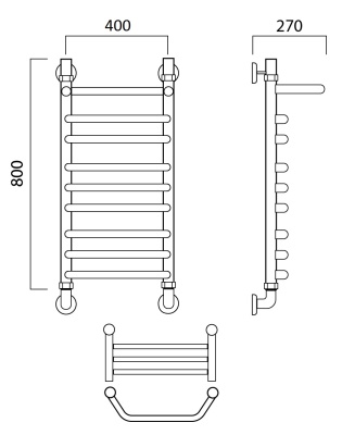 Водяной полотенцесушитель Aquanerzh 04-01A8040 Хром