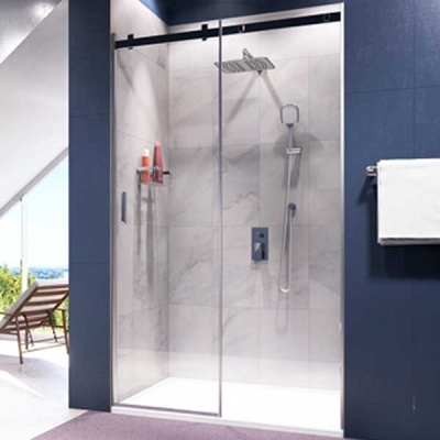 Душевая дверь в нишу WasserKRAFT Alme 15R31 140 профиль Хром стекло прозрачное