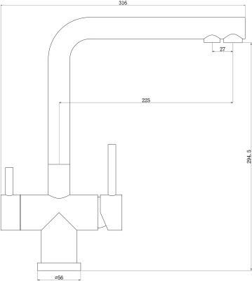 Смеситель для кухни Swedbe Selene Plus K8144M с фильтром Нержавеющая сталь
