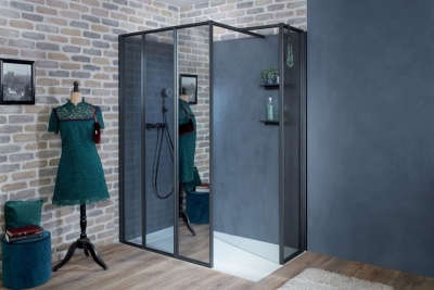 Душевая стенка Jacob Delafon Nouvelle Vague 40 E94WS40-VTG профиль Черный матовый стекло тонированное
