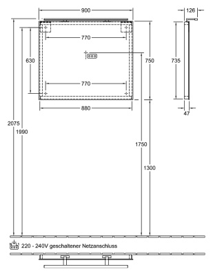 Зеркало Villeroy&Boch More to See 90 с подсветкой Матовое серебро