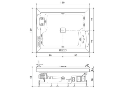 Акриловая ванна Jacuzzi Aura Plus 180x150 9F43-337A Top Венге