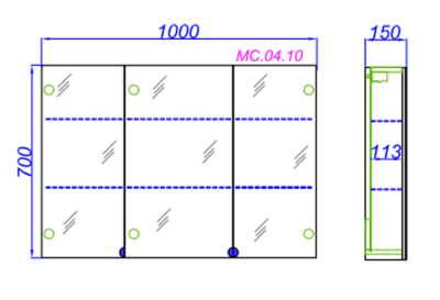 Зеркальный шкаф Aqwella МС 100 МС.04.10 Белый