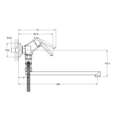 Смеситель для ванны G-Lauf LOF6-A033 универсальный Хром