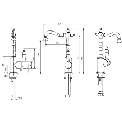 Смеситель для раковины Boheme Provanse Ripresa 362 Бронза