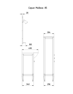 Тумба под раковину ASB-Woodline Модена 85 Белая с серебряной патиной