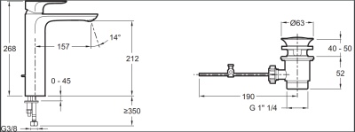 Смеситель для раковины Jacob Delafon Aleo E72298-4-CP Хром