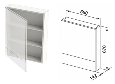 Зеркальный шкаф Aquanet Нота 58 158856 L Дуб светлый