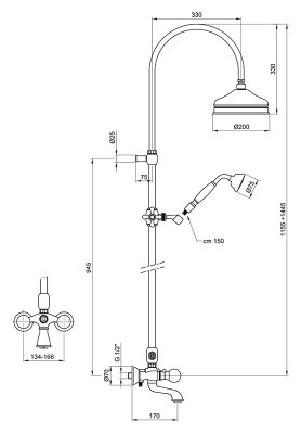Душевая система Webert Karenina KA721208 Хром кристаллы Swarovski