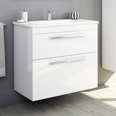 Тумба под раковину Diborg Leonie 80 77.1225 подвесная Белый глянец