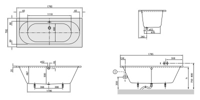 Акриловая ванна Villeroy&Boch O Novo 180x80 UBA180CAS2V-01 без ножек