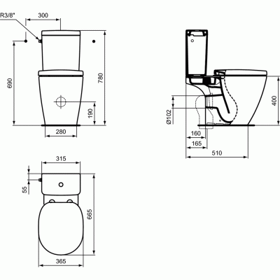 Унитаз компакт Ideal Standard Connect E042901 без бачка и сиденья